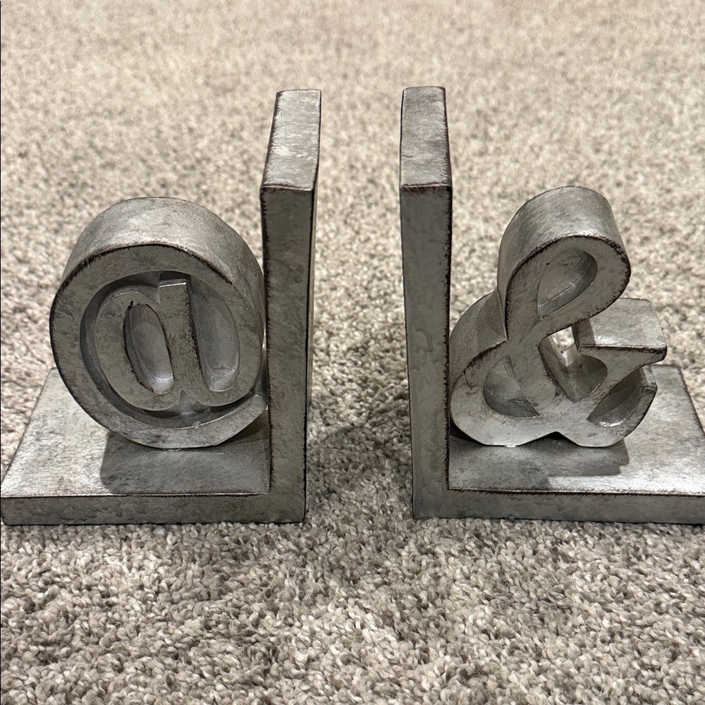 Silver Bookends Distressed Look of Silver and Rust Brown Color - Picture 9 of 9